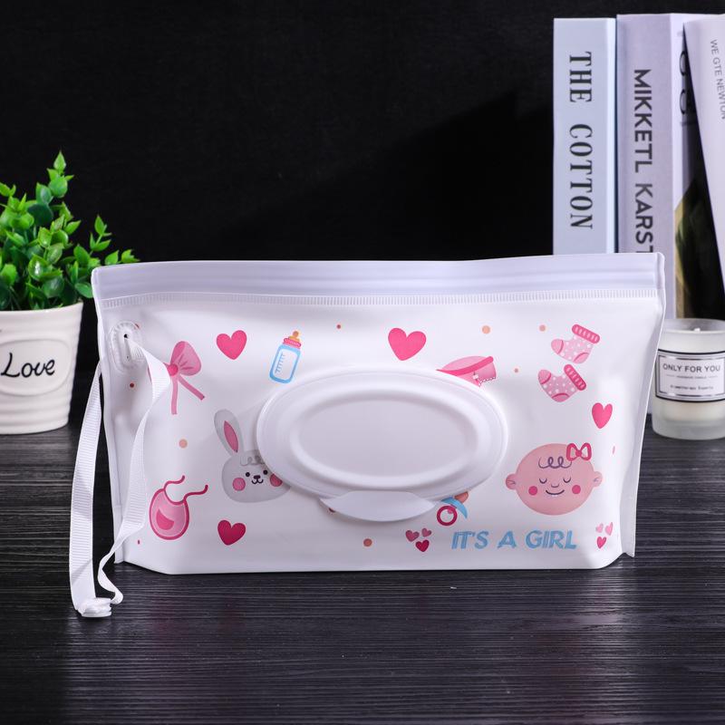 Waterproof EVA Baby Wipes Tissue Bag with Window and Pull-Out Design