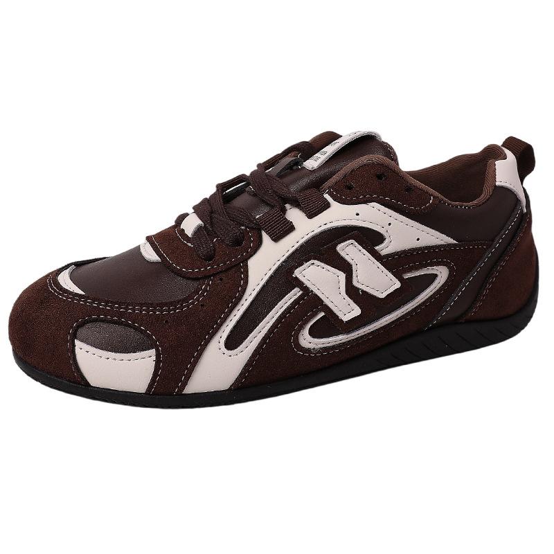 Piaohong Versatile Retro Style Color Matching Splicing Flat-bottomed German Training Shoes Women's 2025 Autumn and Winter New Versatile Striped Sneak