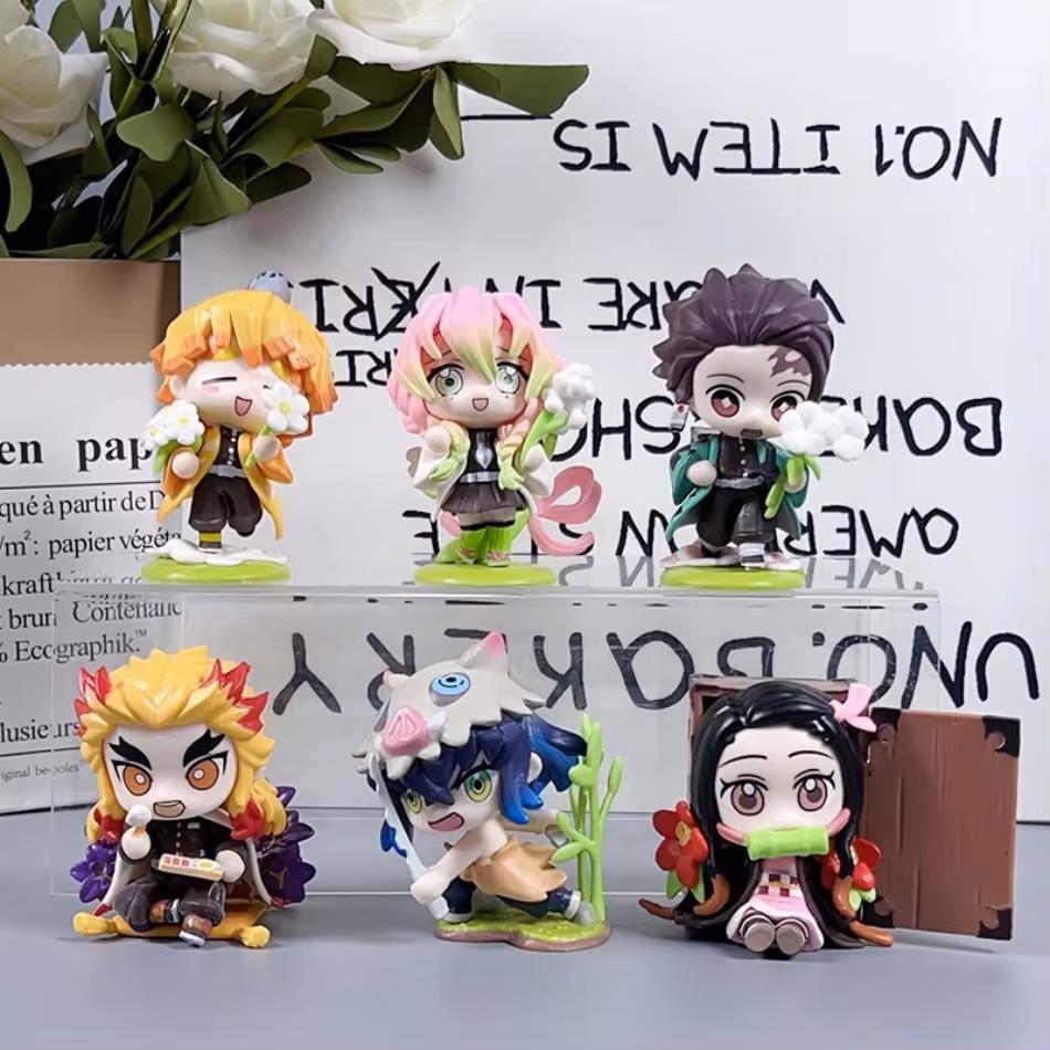 ! Anime Demon Slayer Blind Box Figure Tanjiro Kamado Nezuko cartoon PVC Model Desktop Ornament Child Christmas  New Year Gift