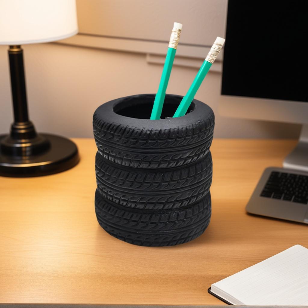 1 Pc Creative Tire Pen Holder, Personalized Stationery Storage Bucket, Office Desktop Storage Tube