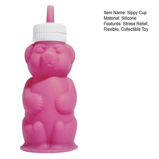 Bear Sippy Cup with Markings Silicone Straw Cup for Babies 8oz Translucent Drinking Bottle for Milk & Juice Training