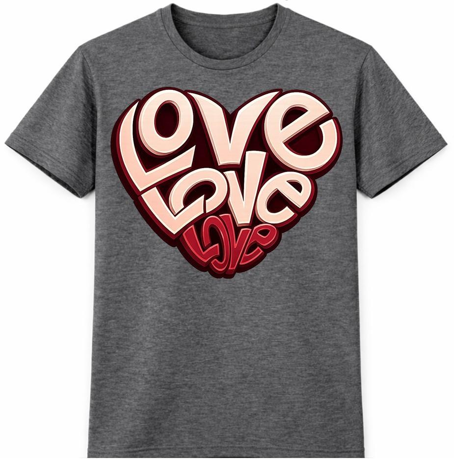 Love Heart T-Shirt Valentines Day Gift Funny Cute Girlfriend Boyfriend Tee