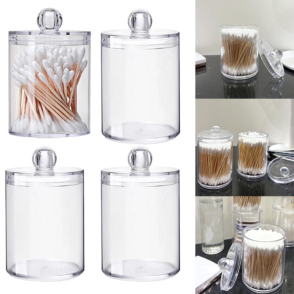 1pc Clear Plastic Cotton Swab Holder Dispenser For Bathroom And Vanity Organization - Keep Your Cotton Swabs Clean