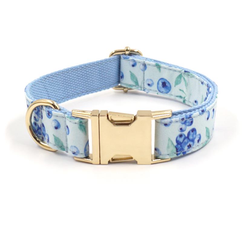 Blueberry Print Pet Harness Set with Collar, Leash, Bowtie, and Poop Bag Holder