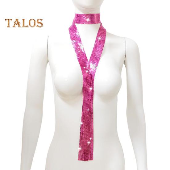 

Алюминиевый шарф с блестками, ожерелье для мужчин и женщин, легкий сверкающий дизайн, ожерелье с воротником, декоративный аксессуар розы красного