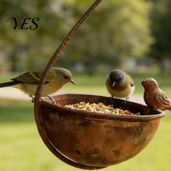 Bird Feeder Outdoor Hanging Feeder, Garden Metal with Curled Hook, Spiral Hook Decorative Wild for On Tree Branches Balcony Porch Vintage Style
