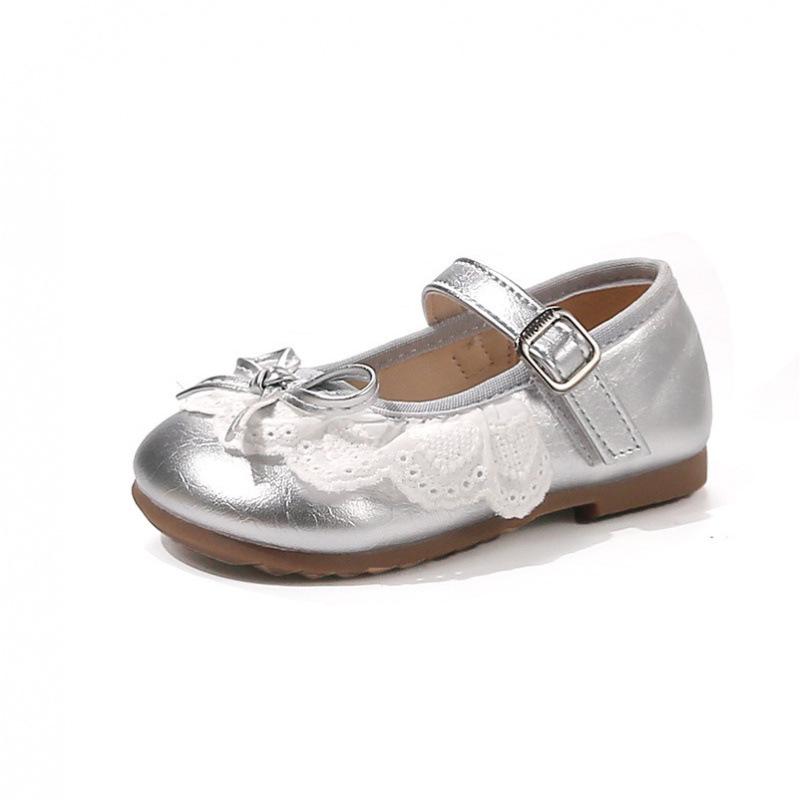 2026 Spring Girls' Bow Princess Soft Sole Leather Loafers