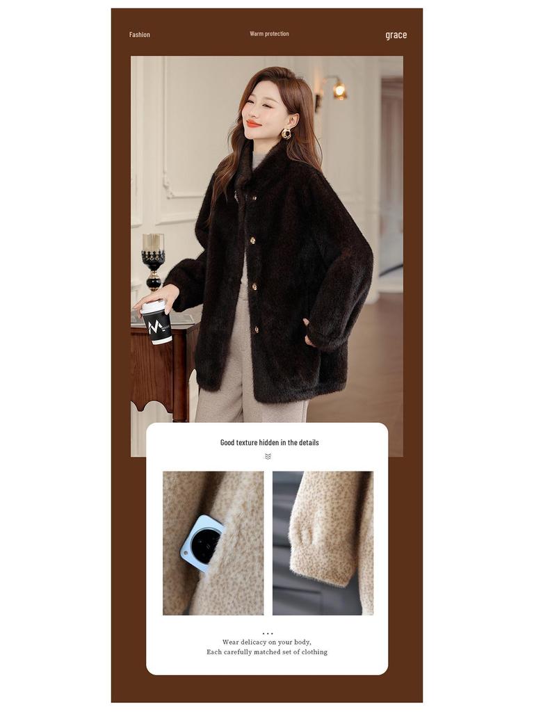Mid-Length Fur-Lined Winter Coat for Women 50+ – Warm Mink Velvet Jacket