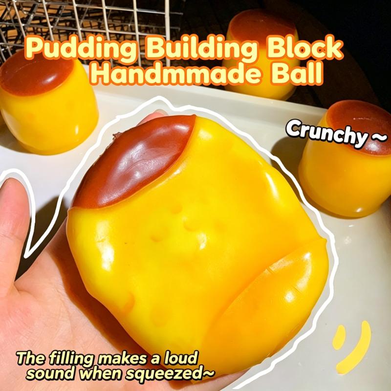 Crafted Crispy Pudding Shape Crackle Squeeze Doll Crunchy Filler Inside Squishy Ball Anti-anxiety Stress Relief Fidget Doll Adult