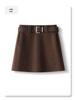 2025 Coffee Wool A-line High-waisted Slim-fitting Skirt for Petite Women’s Winter Collection