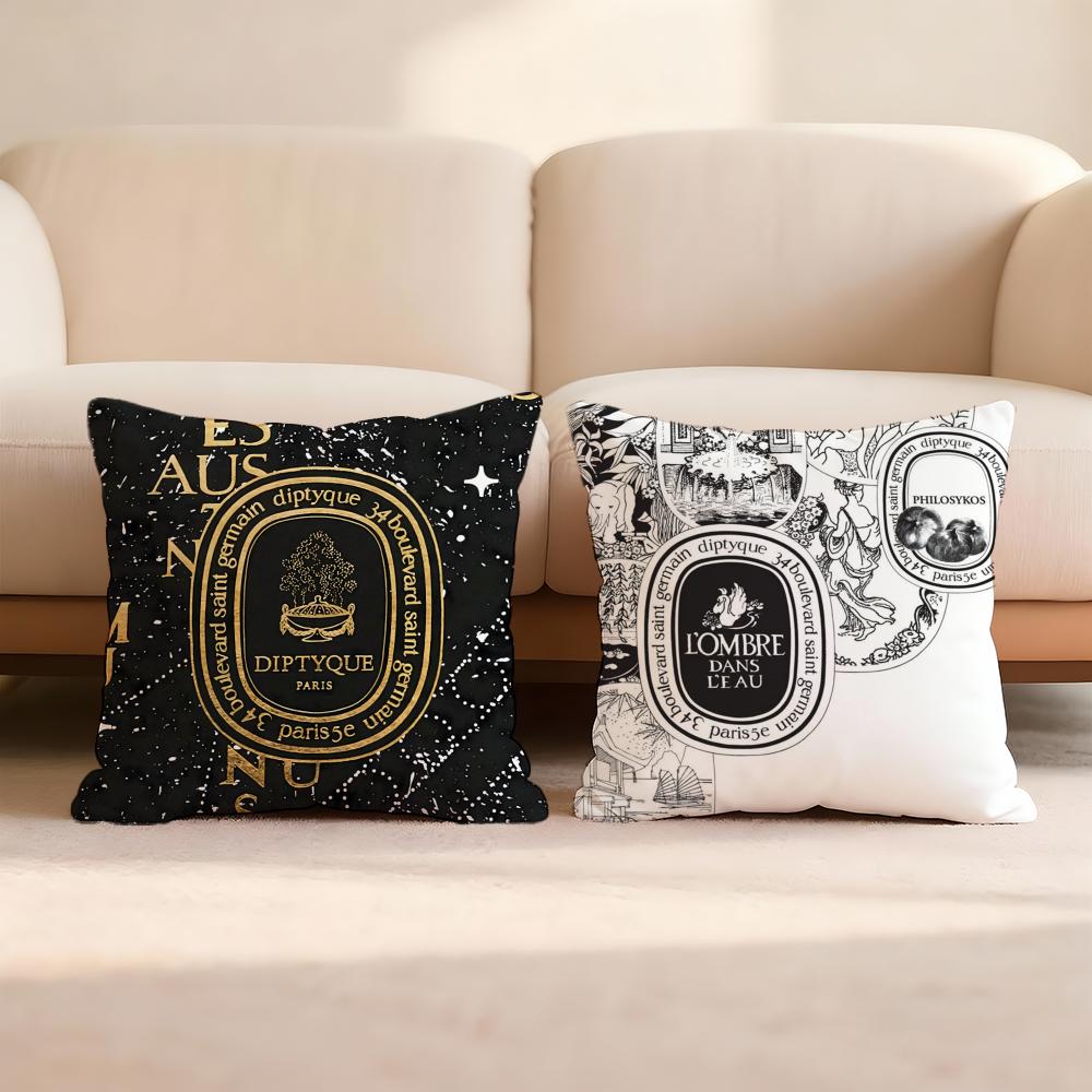 Luxury D-Diptyque Cushion Cover Home & Car Multi-Scene Pillow Cover - Reversible, Soft & Durable for Daily Use