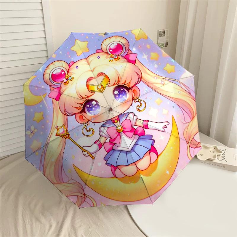 

1PC Moon Princess Star Umbrella-8-Rib Reinforced, Automatic Open, Lightweight & Durable, Cute Fashion Accessory for Outdoor-F2714