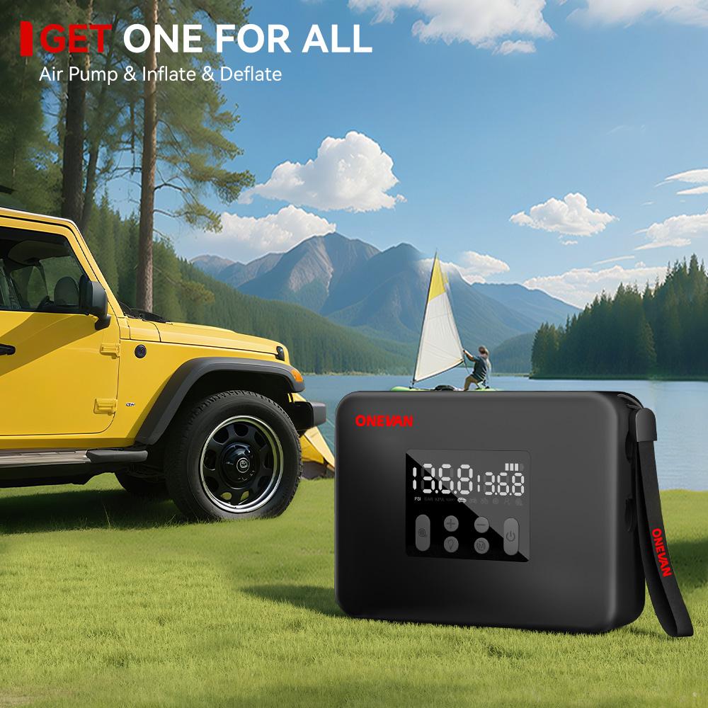 ONEVAN 2IN1 Cordless Car Air Pump High Power Dual Inflatable 160PSI DC12V With Digital Pressure Air Car Compressor Car Tire
