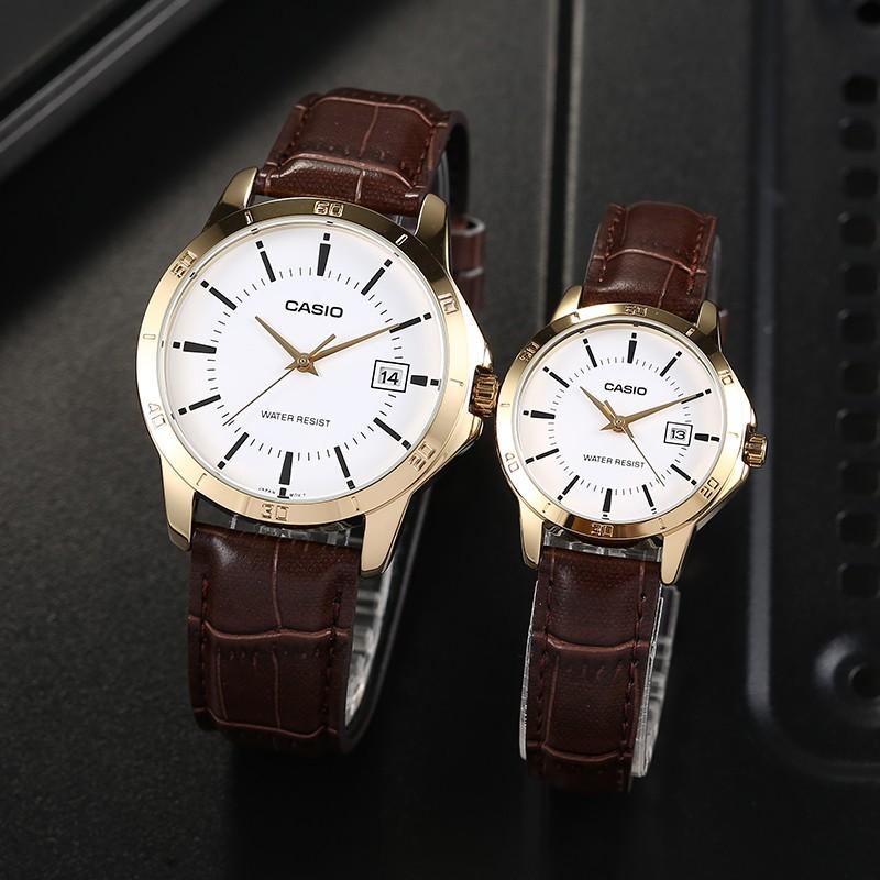 Casio Watch Series-LTP Heart of Darkness Business Casual Big Dial Couple Quartz Movement Genuine Leather Strap Japanese MTP-V004GL-7A<P-V004GL-7A