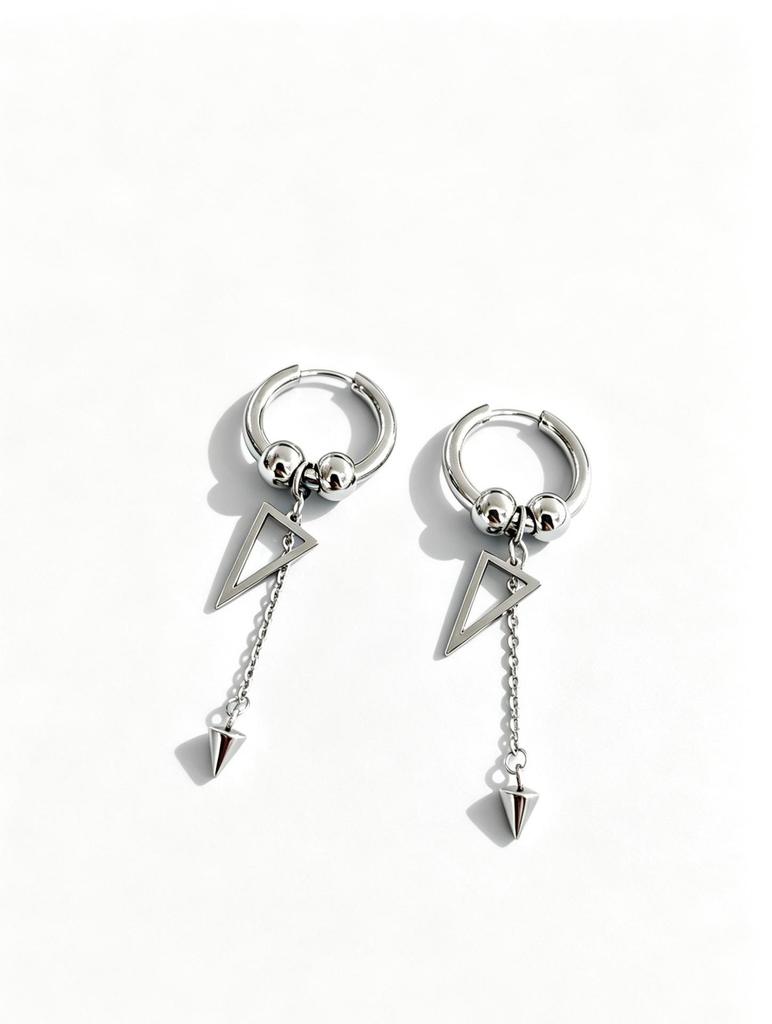 Stainless Steel Round Wire Hip Hop Earrings