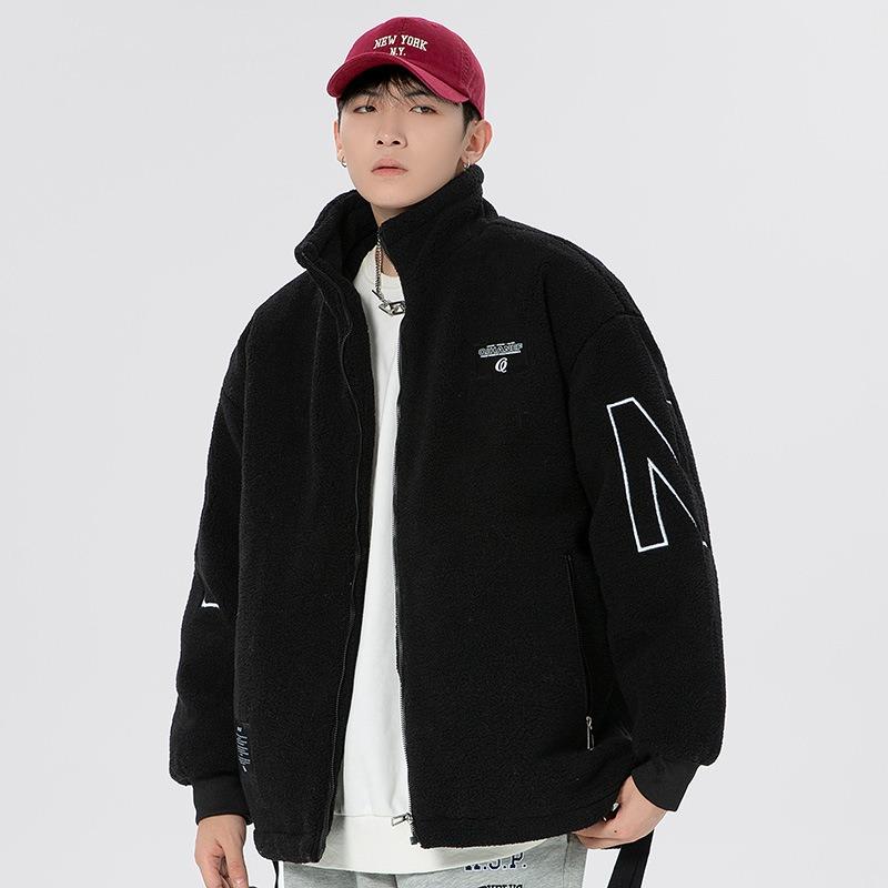 Winter Granular Fleece Jacket Men's Winter Fashion Stand-up Collar Winter Warm Thickened Cotton Clothes Lamb Wool Cotton Clothes