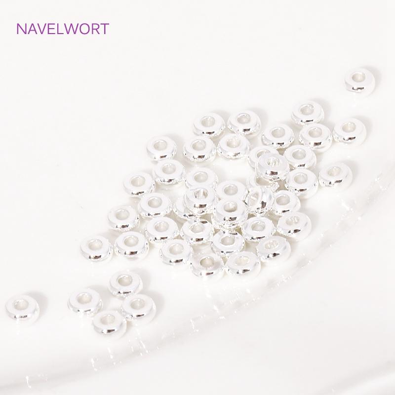 4/5mm 18K Gold Plated Round Spacer Beads Brass Flat Loose Beads For DIY Bracelet Necklace Jewelry Making Accessories Findings