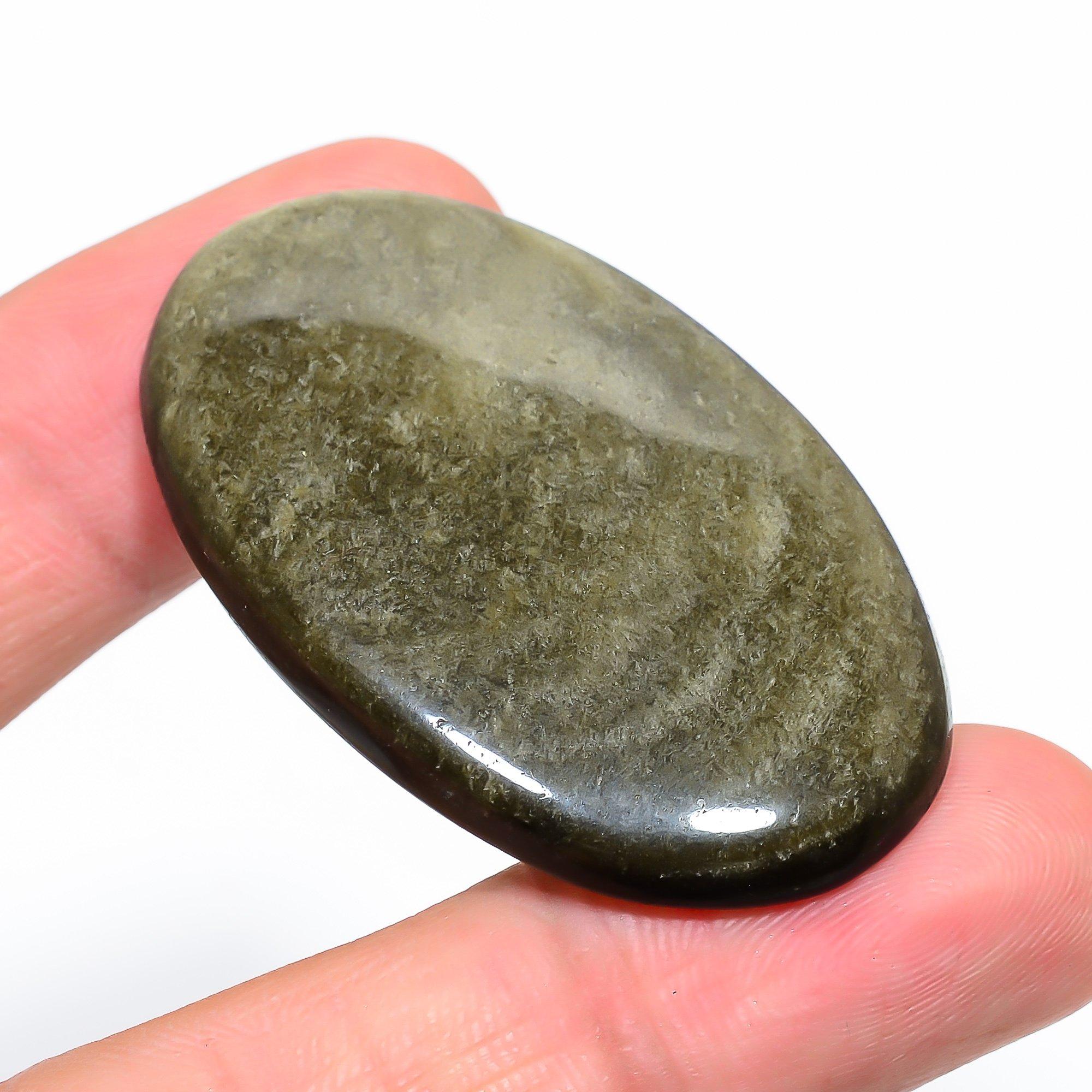 

Natural Silversheen Obsidian 3.1x5cm Cabochon Fine Gemstone 63.4Cts. m7o65 коричневий