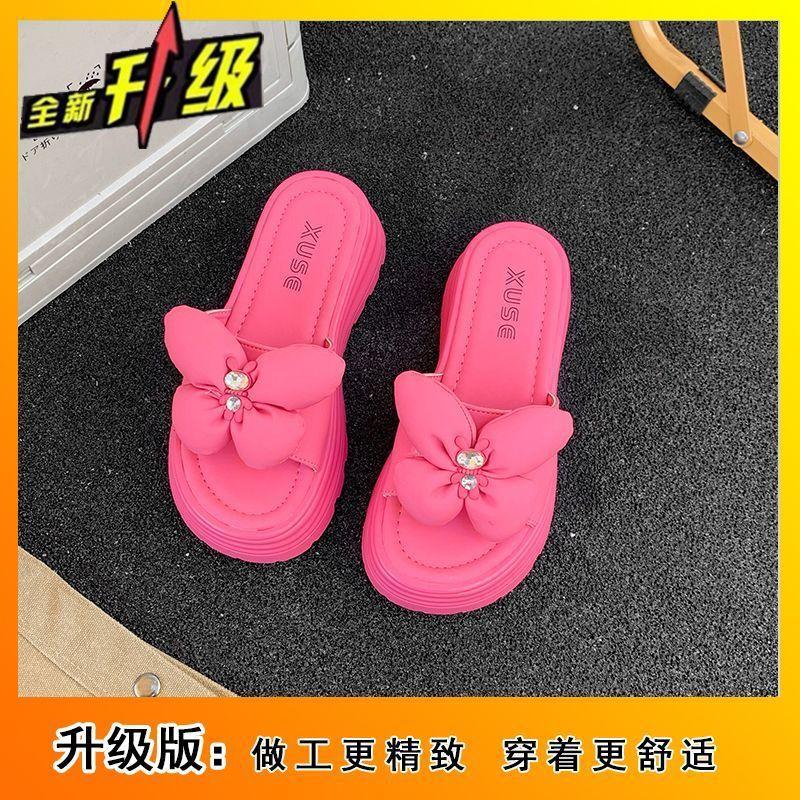 Thick-soled non-slip heightening beach sandals 2025 summer wear new popular fashionable muffin fairy wind cool slippers