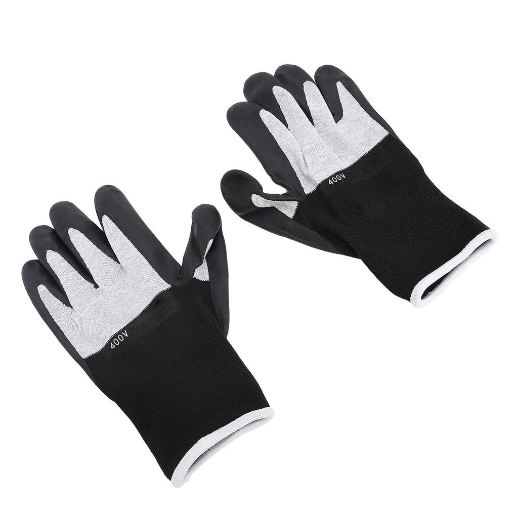1 pár izolačních pracovních rukavic 400V napěťová odolnost gumová dlaň nylonové nehořlavé izolační rukavice pro elektrikáře