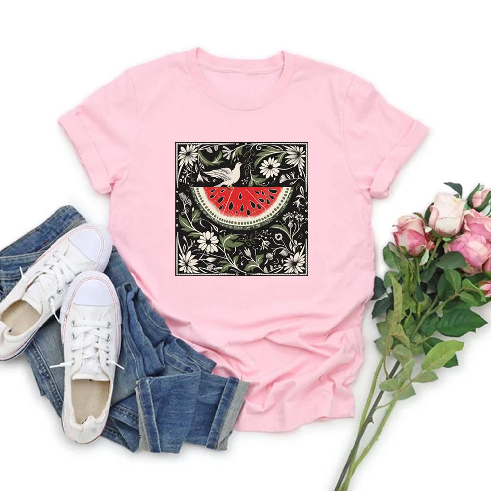 Watermelon Flag Tshirt This Is Not A Watermelon T-Shirt Short Sleeve Unisex Graphic T Shirts Peace and Love Tee Streetwear Tops