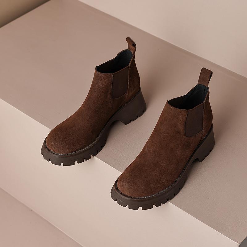 Fashion AIYUQI Women's Chelsea Boots Genuine Leather 2025 New  Chimney Short Female Boots Large Size Platform Women's Ankle Boots