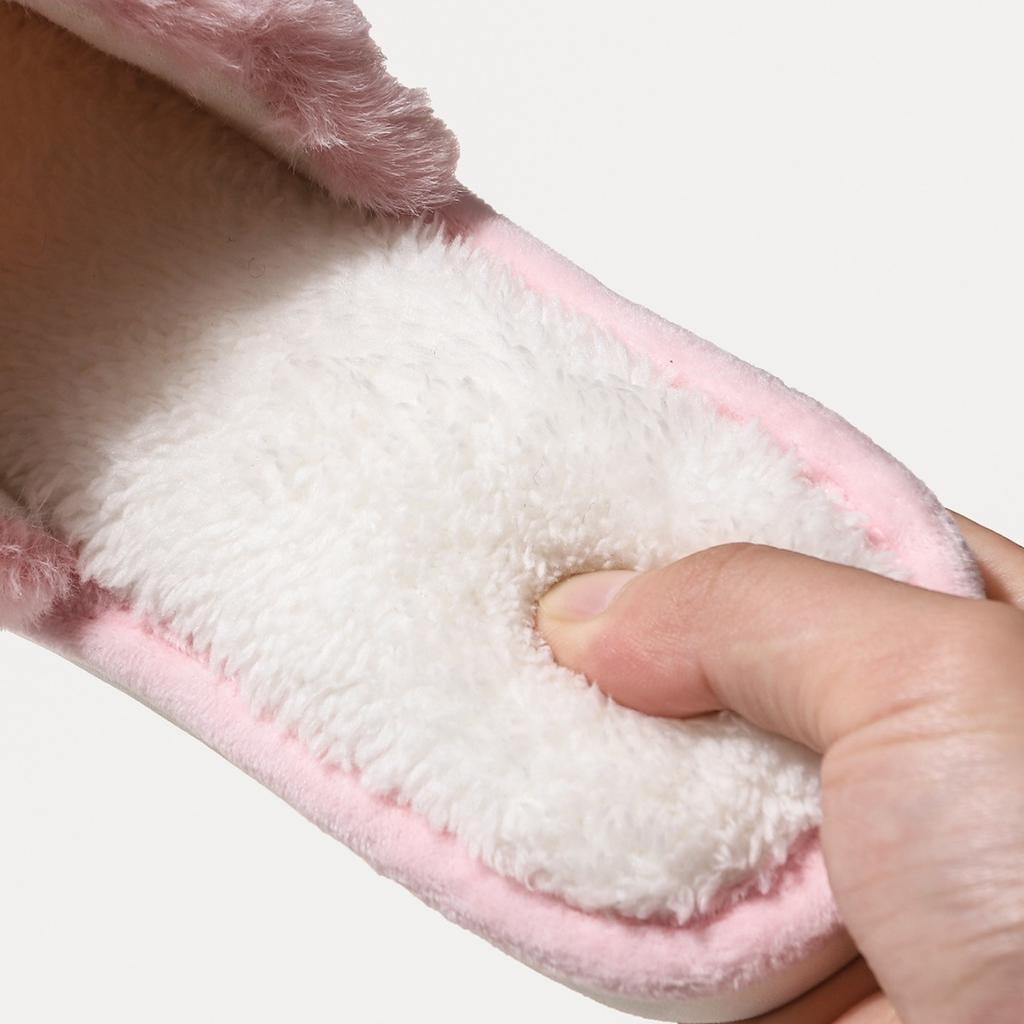 Women's Solid Color Rose Velvet Open Cotton Slippers for Winter Home Couples, Fuzzy Slippers for Warmth and Anti Slip, Thick Bottom Cotton Slippers