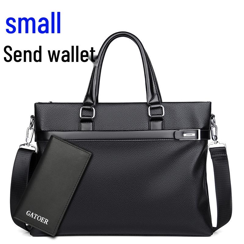 Men's Large Capacity Soft Leather Business Briefcase - A4 Shoulder and Crossbody Computer Bag