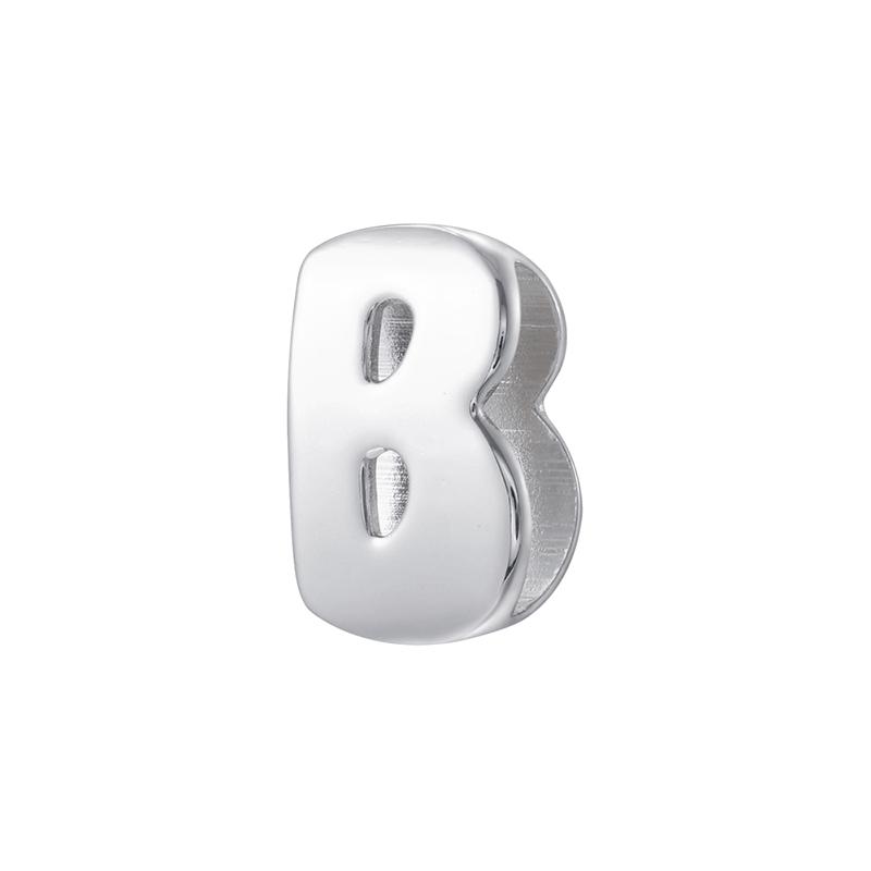 1Pcs Silvery Large/Small Polished Bead Letter Charm Pendant Suitable for Handmade Jewellery Accessories 1 Piece: VZ518