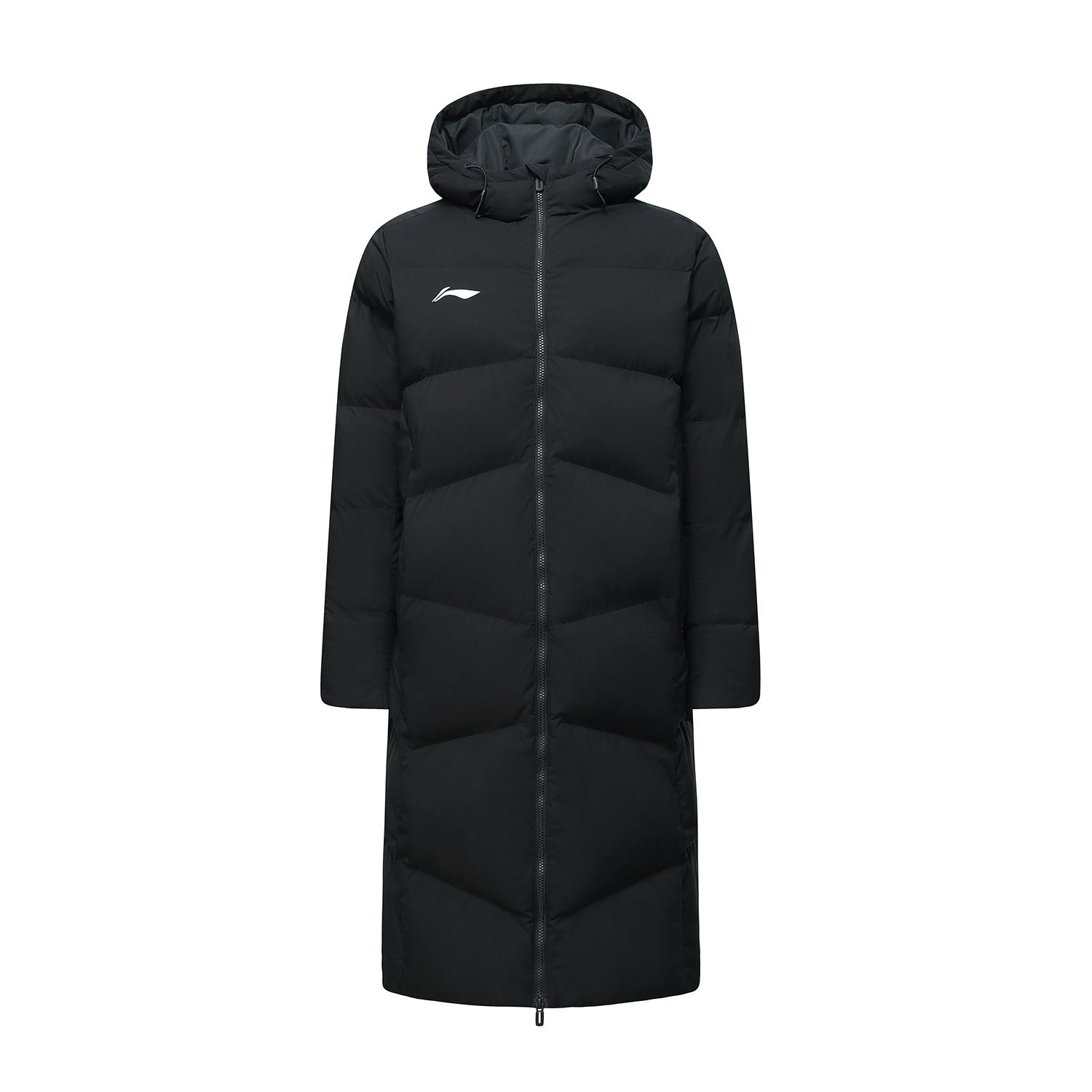 

Li-Ning Knee-Length Warm Side-Slit Hooded Cotton Jacket Unisex Outerwear Black AFMU037-3 L