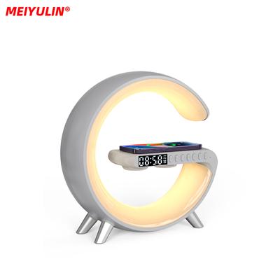 15w 5-in-1 Wireless Fast Charger Portable Smart Bluetooth Speaker With Alarm Clock Led Ambiance Desk Light For Iphone 14 Samsung