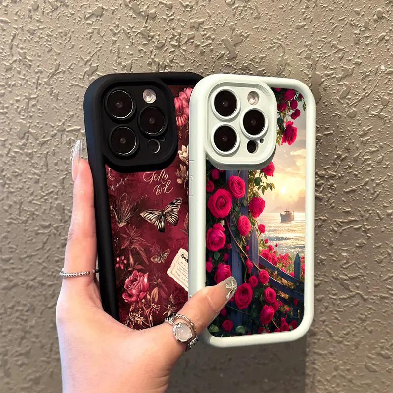 Artistic Retro Floral Butterfly Soft Phone Case For Samsung Galaxy S25 S24 S23 S22 S21 Ultra Plus FE A26 A25 A16 A56 A06 Cover