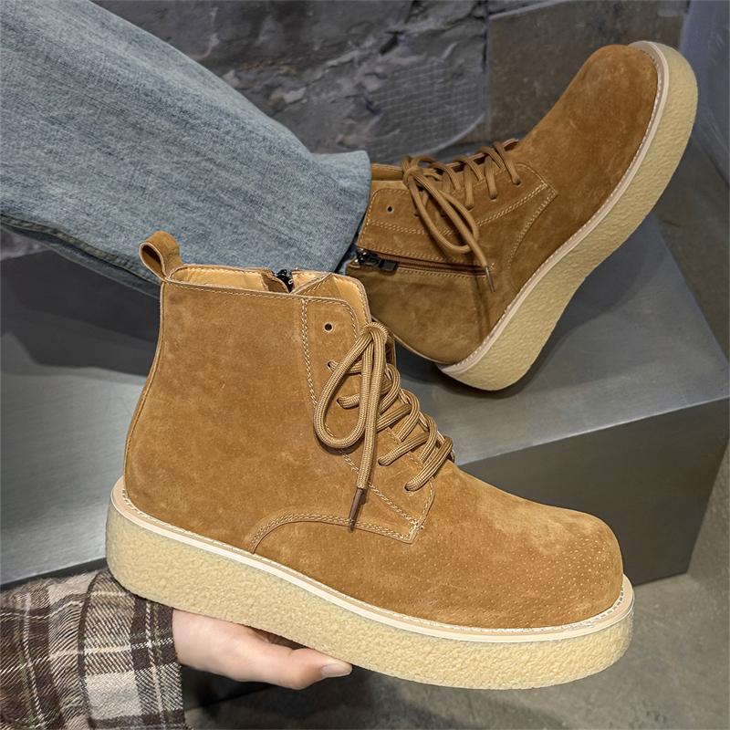 Fashion Luxury Brand Suede Chelsea Men's Boots Low Heel Round Toe Business Formal Ankle Boot Comfortable Soft Soled Outdoor Hiking Shoes