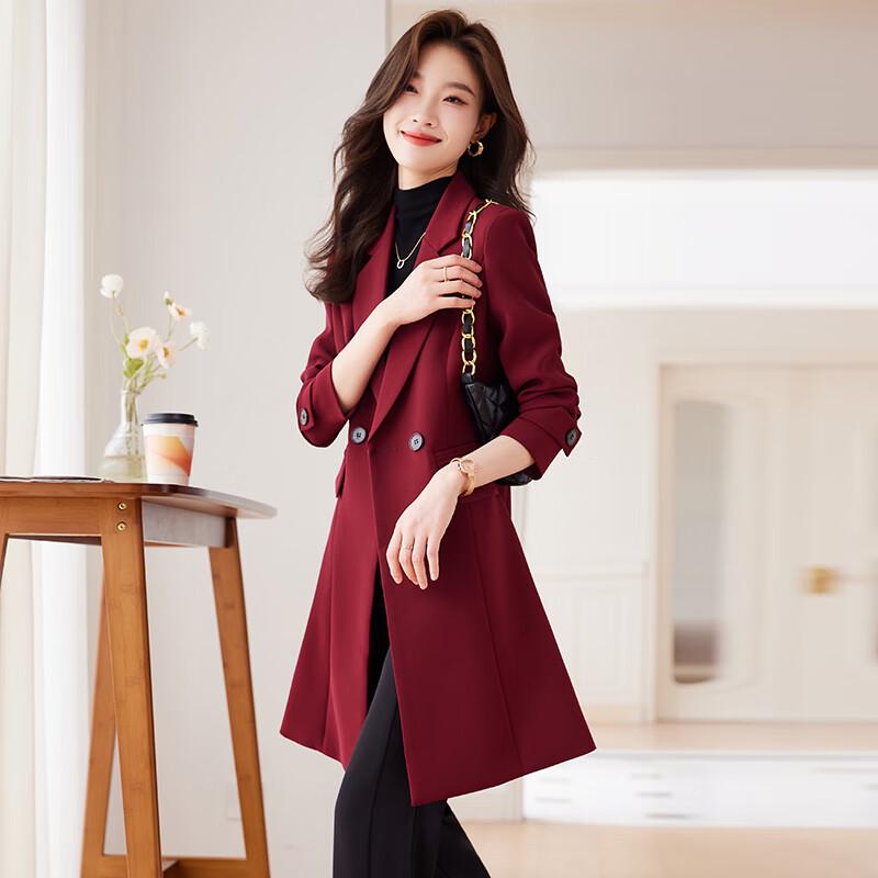 Troman Women's Business Casual Mid-length Windbreaker Jacket