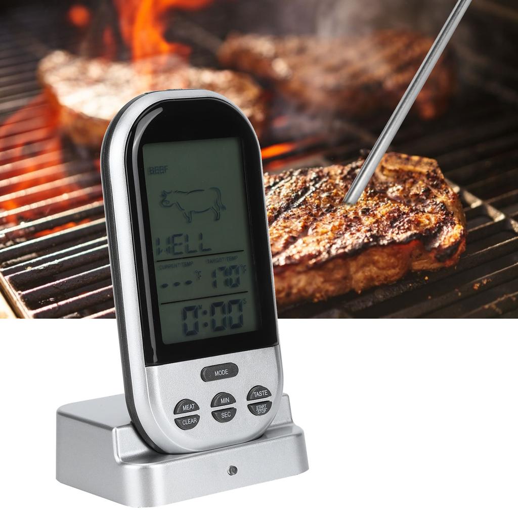 Wireless Electronic Digital Food Meat Thermometer with Probe for Grilling BBQ Cooking Home Kitchen
