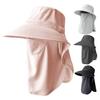 Sun Hat Detachable Face Guard Shawl 3-in-1 Oversized Sun Protection Hat with Anti-UV Fabric Breathable Ponytail Hole Outdoor