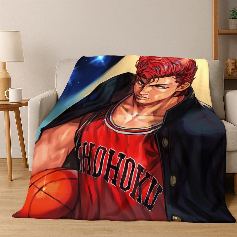 

Cartoon Slam Dunk Basketball Anime Flannel Blanket Soft Warm Blanket Throw Blanket for Bedroom Living Room Bed Travel Picnic 75x90cm