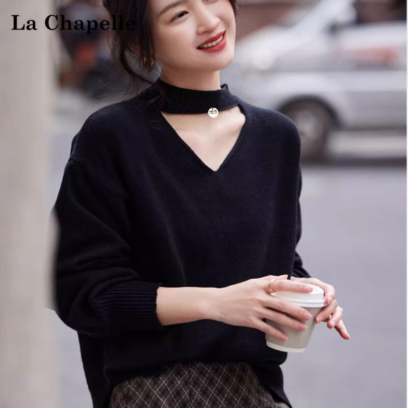 La Chapelle Women's V-Neck Long-Sleeve Knit Top