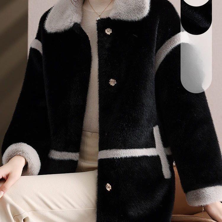 Manteau à la mode en fausse fourrure de vison pour maman Veste d'hiver pour femme épaissie Vêtement d'extérieur tendance