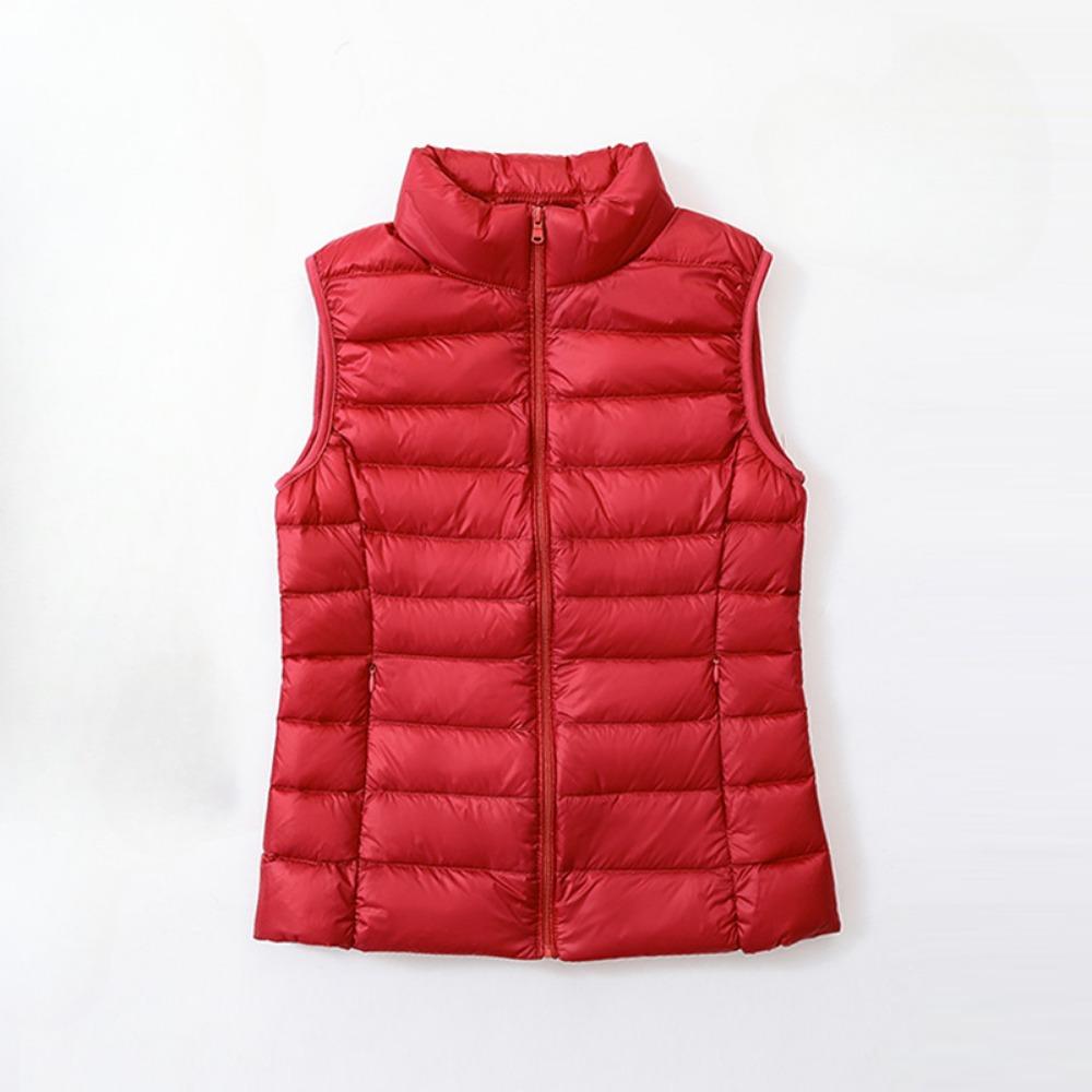 

2024 Белая утиная пуховая куртка женская жилетка осень-зима без рукавов жилет теплая легкая куртка-пуховик женская верхняя одежда S красный