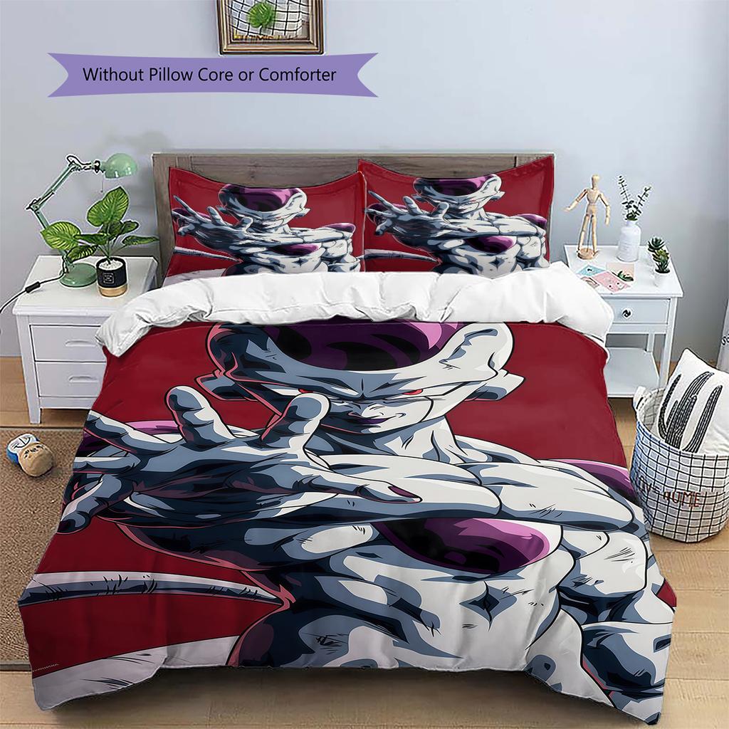 Frieza Pattern Bedding,Quilt Set Quilt Cover Pillowcase Home Birthday Gift (1 * Duvet Cover + 2 * Pillowcase, Without Core)
