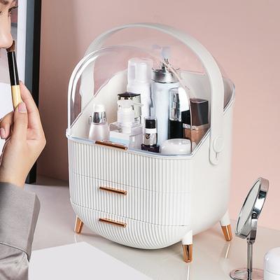 Makeup Organizer Storage Box with Drawers Large Capacity Handle Design Makeup Storage Box Countertop Cosmetics Organizer