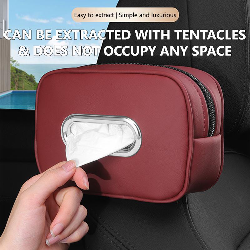 SEAMETAL Car Tissue Box Leather Sun Visor Tissue Holder Auto Interior Paper Napkin Organizer Decoration Car Accessories