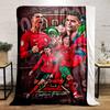 Coperta in flanella con design Cristiano Ronaldo Campione di Calcio per camera da letto, soggiorno, divano e divani per riposini.