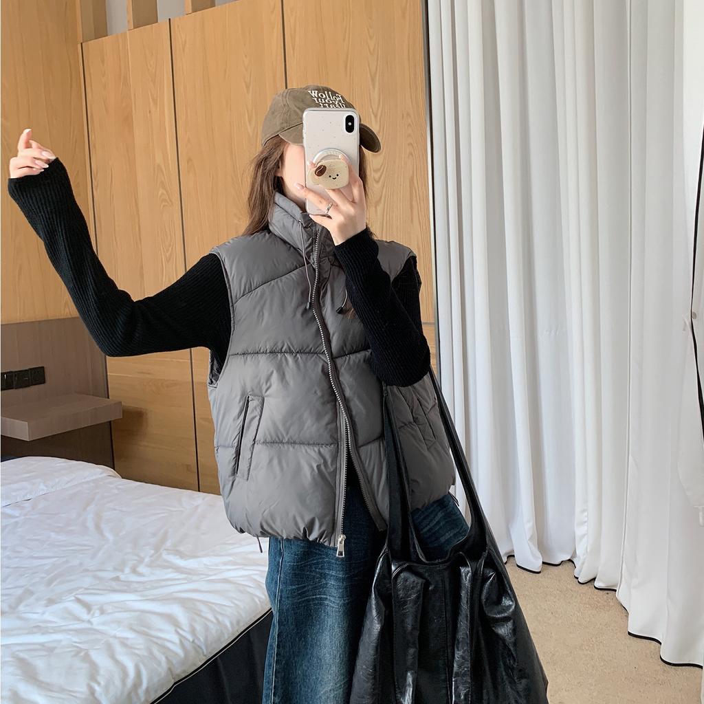 Winter fashion stand-up collar small short down cotton vest new versatile thickened loose vest jacket