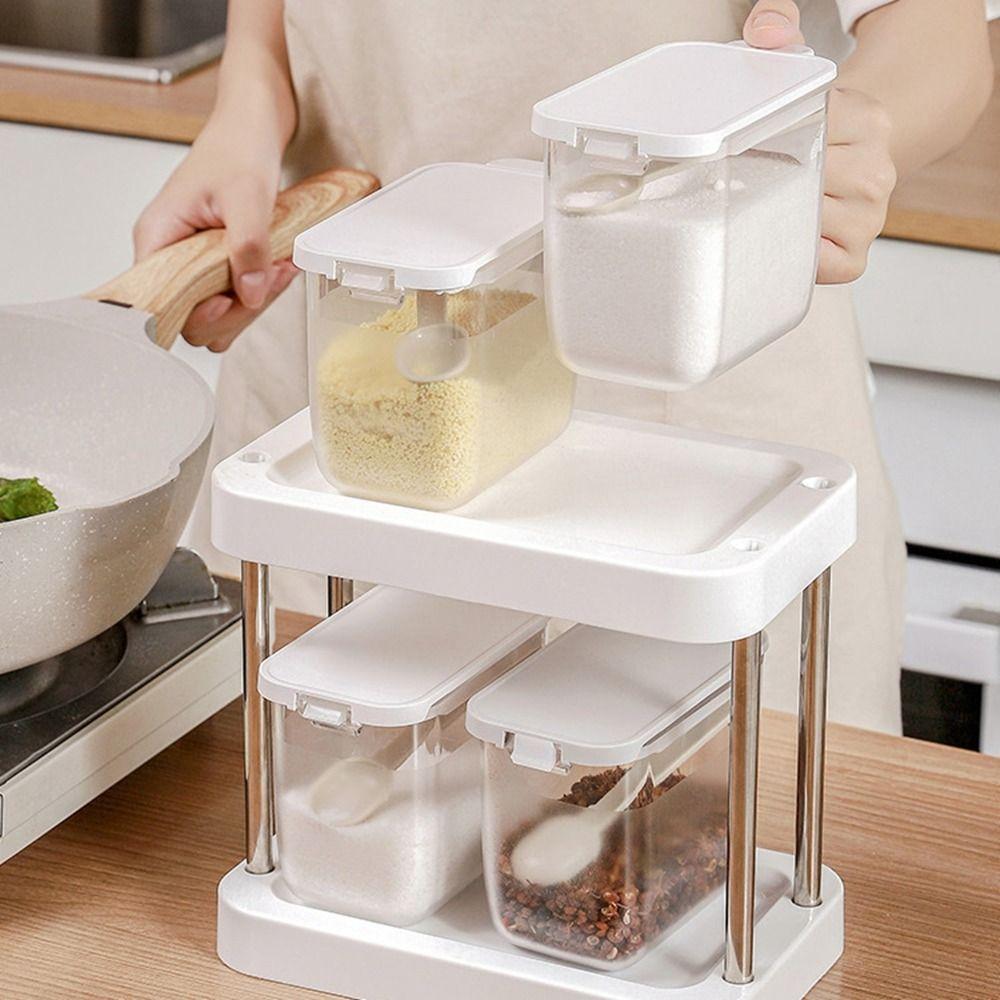 Plastic Seasoning Box Transparent Condiment Storage Container Sealed Seasoning Tank  Household