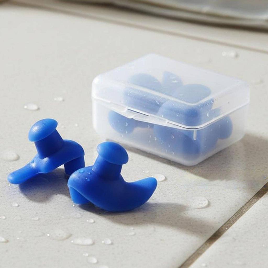 2 Pack Silicone Earplugs Swimming Ear Plugs Waterproof Protectors Reusable Hearing Protection
