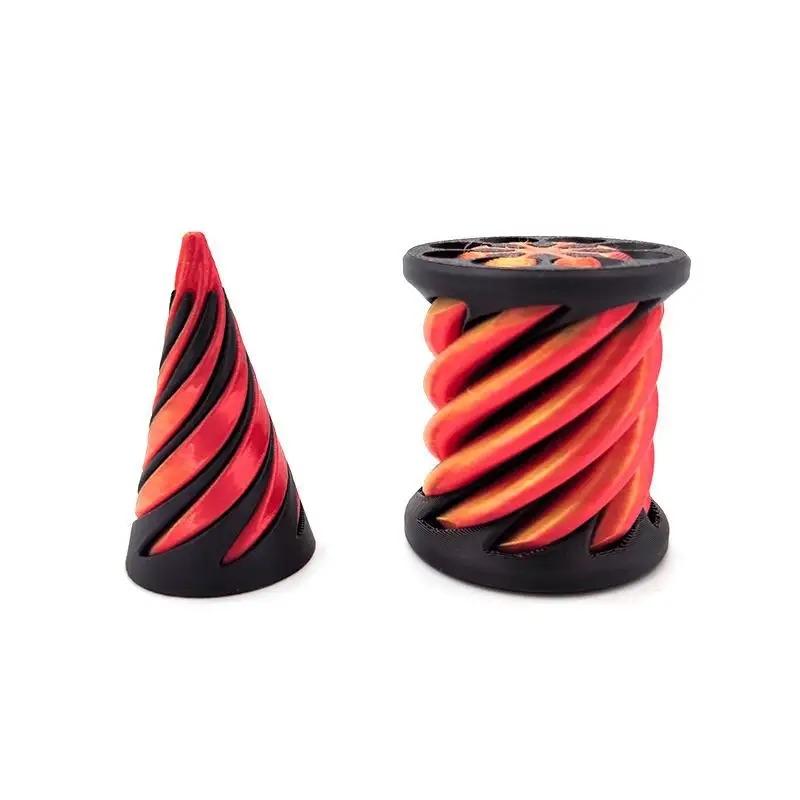 3D Printed Spiral Cone Fidget Toy Impossible Pyramid Channel Sculpture Passes Through Pyramid Toy Mini Vortex Line Illusion