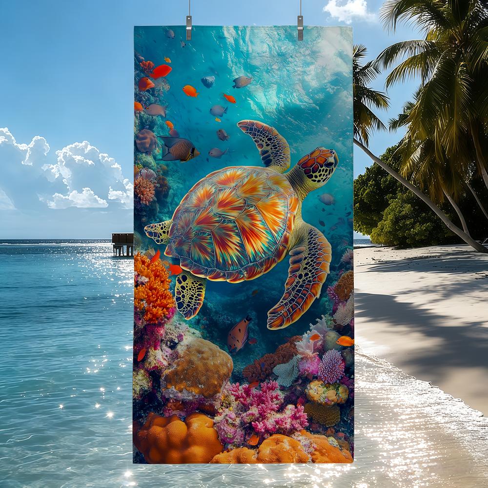 Sea Turtle Underwater Pattern Towel For Swim Yoga Gym Quick Drying Soft and Skin-friendly Beach Towels All-Season