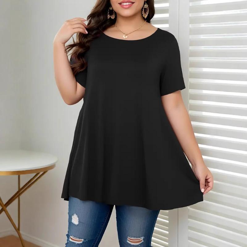 Women's Summer Trend Printed Short Sleeve Large Size Round Neck T-shirt